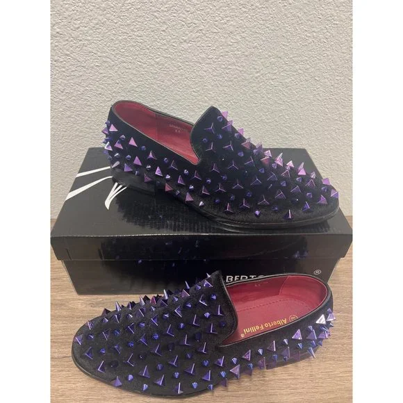 Men's Vintage Spike Dress Loafers Slip On Fashion Shoes Classic Tuxedo Dress - Picture 2 of 10